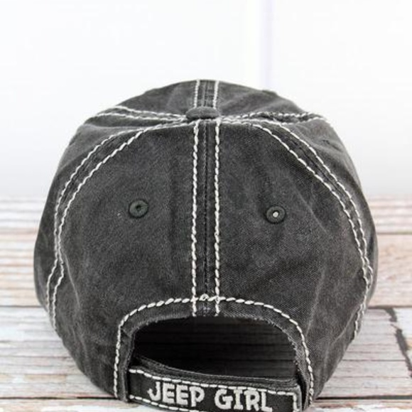 NWT Distressed Black with Glitter "Jeep Girl" Cap - Picture 3 of 3